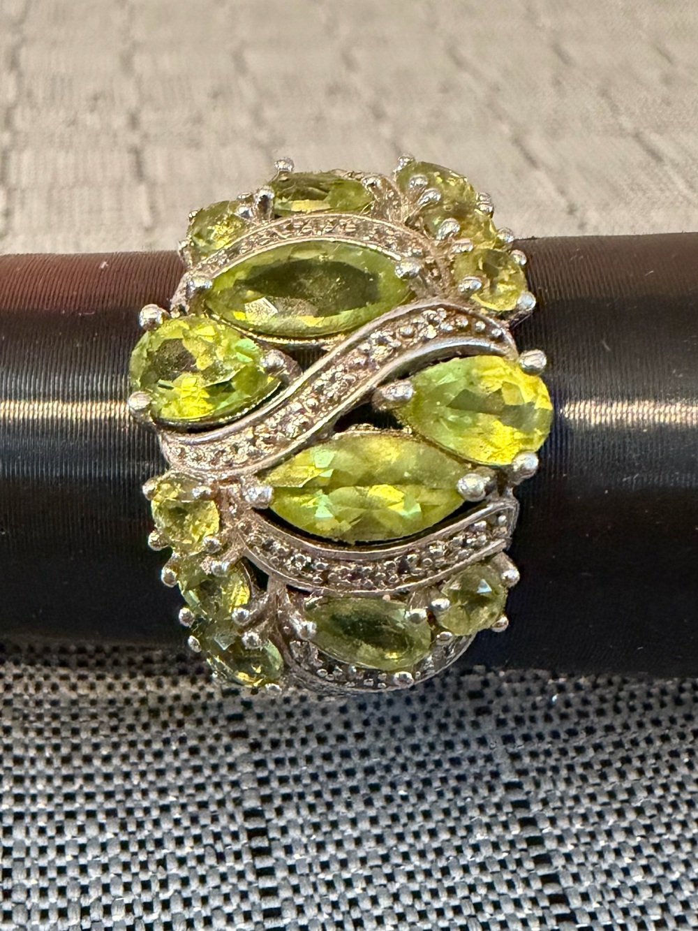 Peridot Green Multi-Stone Sterling Silver Band Ring